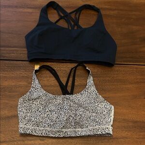 Lululemon Athletica Navy and Black and White Floral Sports Bras